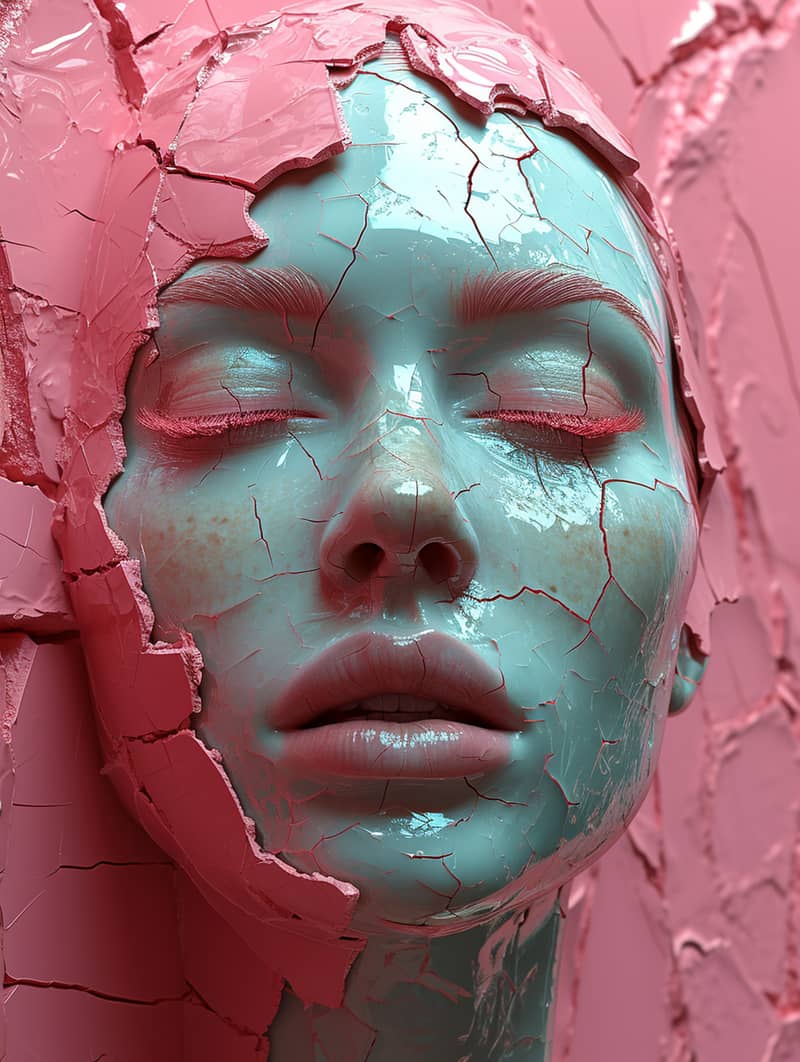 Bionic ceramic sculpture woman